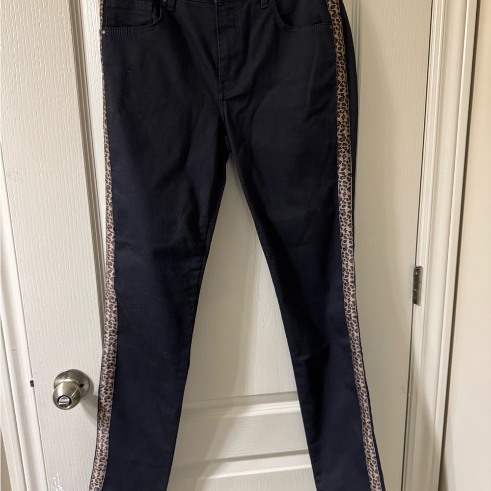 NWOT Joseph Ribkoff Black Pants with Leopard Trim
